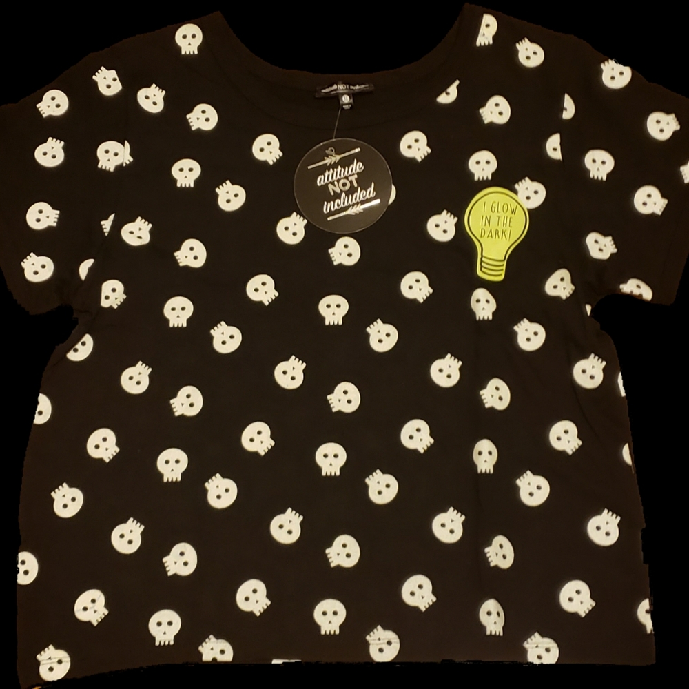 Glow in dark black crop top, sz M